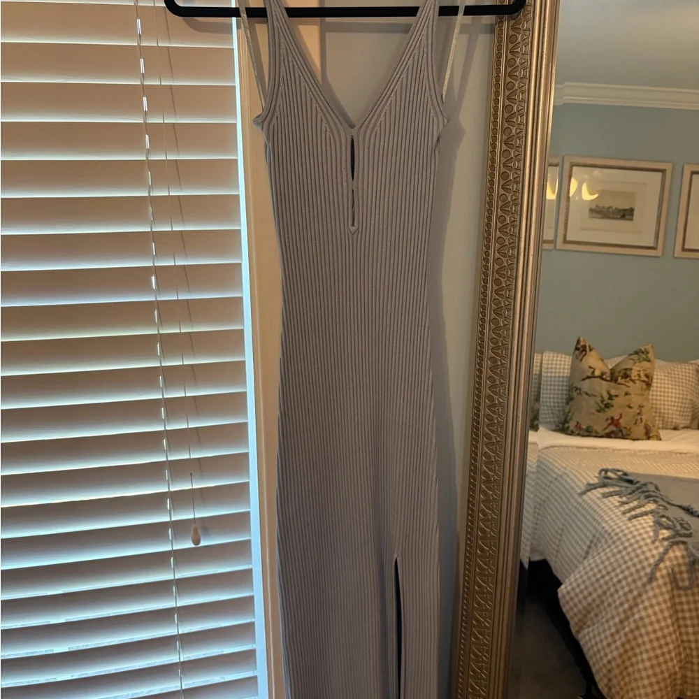 NWT Abercrombie Ribbed V-Neck Sleeveless Maxi Dress in Light Blue